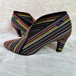 UNITED NUDE Fold Mid Ankle Boot Size 39 US 8.5 Mod Avant Garde Rainbow Striped